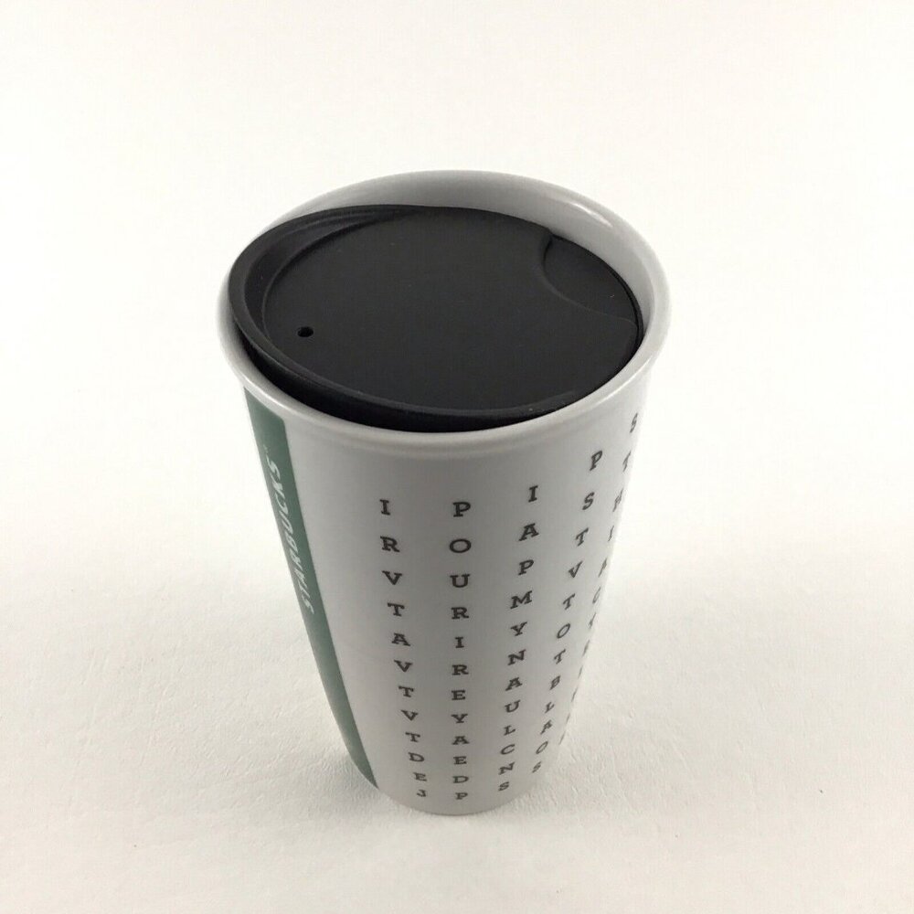 Starbucks Coffee Cup 2016 Ceramic Tumbler Mug 12 fl oz Word Search Puzzle Double - Picture 2 of 7